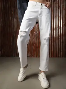 High Star Women Mom Slim High-Rise Heavy Distressed Jeans