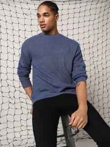 Hubberholme Men Ribbed Stractured Relaxed Fit Men Pullover Sweater