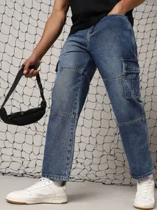 Hubberholme Men Loose Relaxed Fit Light Fade Cotton Cargo Jeans