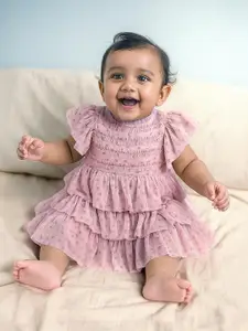 Somersault Girls Print Flutter Sleeve A-Line Cotton Dress