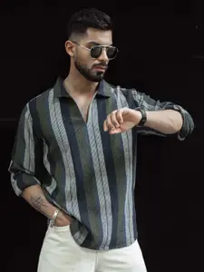 Powerlook Men Spread Collar Multi Striped Cotton Casual Shirt