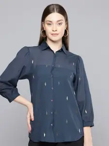 SCOUP Embellished Semi Sheer Party Shirt