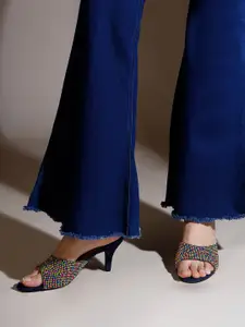 Inc 5 Women Western - Embellished Open toe  Printed Party Kitten Mules Heel