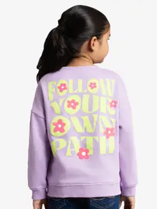 Ed-a-Mamma Girls Typography Printed Round Neck Cotton Sweatshirt