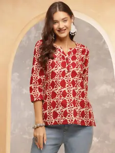 Anouk Rustic Women Ethnic Motifs Printed V-Neck Cotton Top