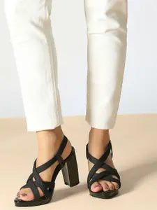 Inc 5 Striped women High-Top Block Sandals with Laser Cuts