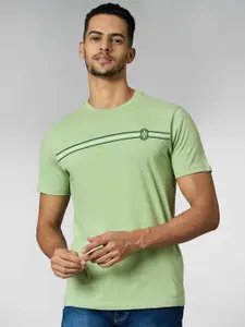 LOUIS STITCH Men Super Combed Cotton Striped Round Neck T-shirt