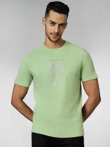 LOUIS STITCH Men Super Combed Cotton Pastel Green Regular Fit Round Neck T-Shirt