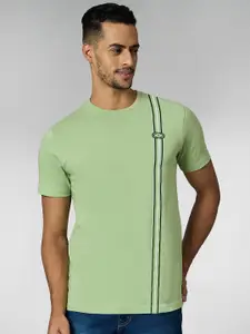 LOUIS STITCH Men Super Combed Cotton Pastel Green Regular Fit Round Neck T-Shirt