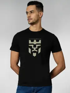 LOUIS STITCH Men Super Combed Cotton Black Regular Fit Round Neck T-Shirt