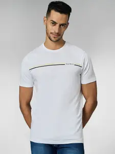 LOUIS STITCH Men Super Combed Cotton White Regular Fit Round Neck T-Shirt