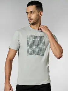 LOUIS STITCH Men Super Combed Cotton Grey Regular Fit Round Neck T-Shirt