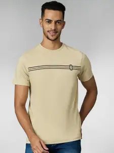 LOUIS STITCH Men Super Combed Cotton Striped Round Neck T-shirt