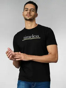 LOUIS STITCH Men Super Combed Cotton Black Regular Fit Round Neck T-Shirt