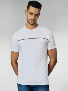 LOUIS STITCH Men Super Combed Cotton White Regular Fit Round Neck T-Shirt