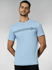 LOUIS STITCH Men Super Combed Cotton Light Blue Regular Fit Round Neck T-Shirt