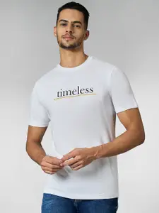 LOUIS STITCH Men Super Combed Cotton White Regular Fit Round Neck T-Shirt