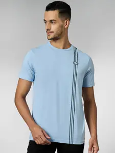 LOUIS STITCH Men Super Combed Cotton Light Blue Regular Fit Round Neck T-Shirt