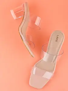 Lavie Women Nude Colour Open Toe Glass Block heels