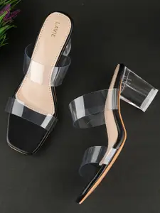 Lavie Women Black Color Open Toe Glass Block heels