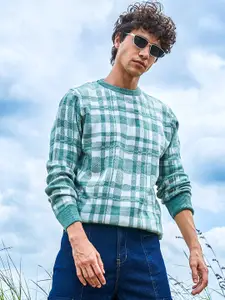 Campus Sutra Men Woollen Checked Pullover Sweaters