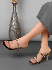 Lavie Women Open Toe Stone Embellished Glass Stiletto Heels