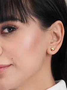 PALMONAS Gold Plated Heart Shaped Studs