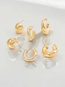 Jewels Galaxy Set of 3 Gold-Plated Half Hoop Earrings