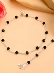 VOJ Silver-Plated Stainless Steel Artificial Beads Anklet