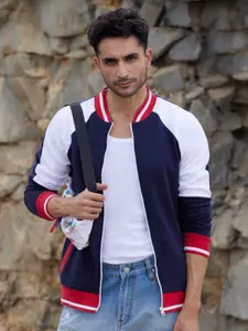 Campus Sutra Men Colourblocked Lightweight Biker Jacket