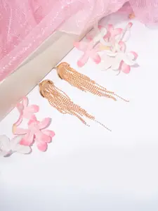 Niscka Gold Plated Contemporary Drop Earrings