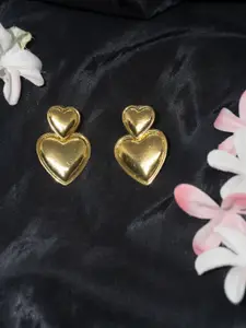 Niscka Gold Plated Heart Shaped Drop Earrings