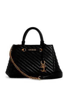 GUESS -Women Textured Structured Satchel with Quilted
