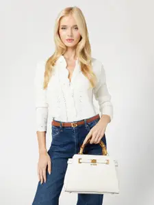 GUESS Women Textured PU Structured Satchel