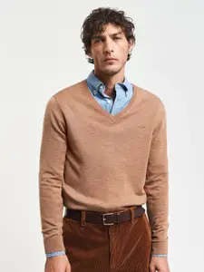 GANT Men V-Neck Full Sleeves Woollen Pullover