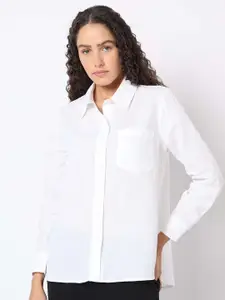 Vero Moda Women Spread Collar Solid Cotton Formal Shirt