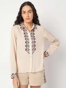 Vero Moda Women Spread Collar Ethnic Motifs Printed Cotton Casual Shirt