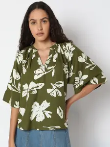 Vero Moda Women Floral Printed Mandarin Collar Top