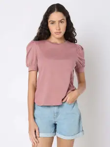 Vero Moda Women Solid Round Neck Cotton Top