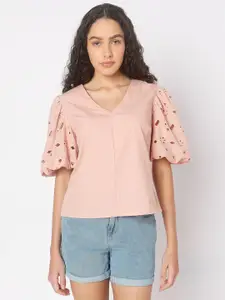 Vero Moda Women Solid V-Neck Top