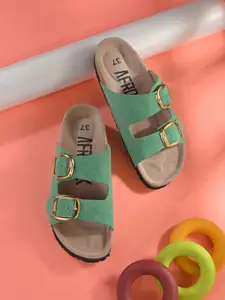 AfroJack Women Buckle Detail Open Toe Flats