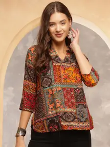 Anouk Rustic Women Ethnic Motifs Printed V-Neck Top