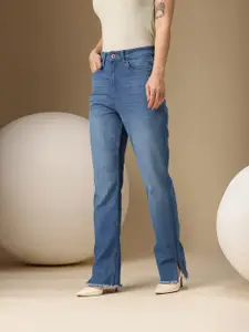 Chemistry Women Straight Fit High-Rise Heavy Fade Stretchable Jeans