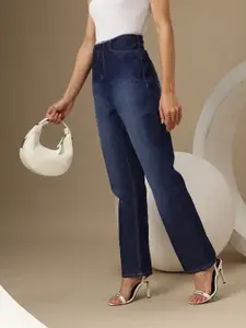 Chemistry Women Straight Fit Frayed High-Rise Light Fade Stretchable Jeans