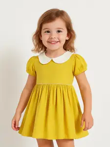 BAESD Infants Girls Peter Pan Collar Puff Sleeve Pure Cotton Fit & Flare Dress