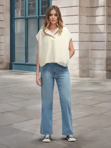 Flying Machine Women Straight Fit High-Rise Light Fade Stretchable Jeans