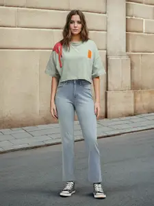 Flying Machine Women Straight Fit High-Rise Light Fade Stretchable Jeans