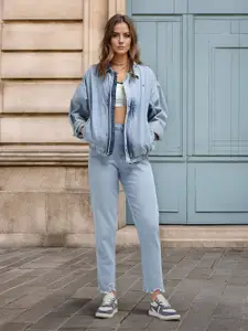 Flying Machine Women Cotton High-Rise Light Fade Stretchable Straight Fit Jeans