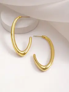 Rubans 18KT Gold Plated Stainless Steel Tarnish-Free Demi-Fine Half Hoop Earrings