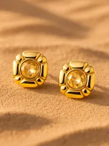 Rubans 18K Gold Plated Crystal Stone Studs